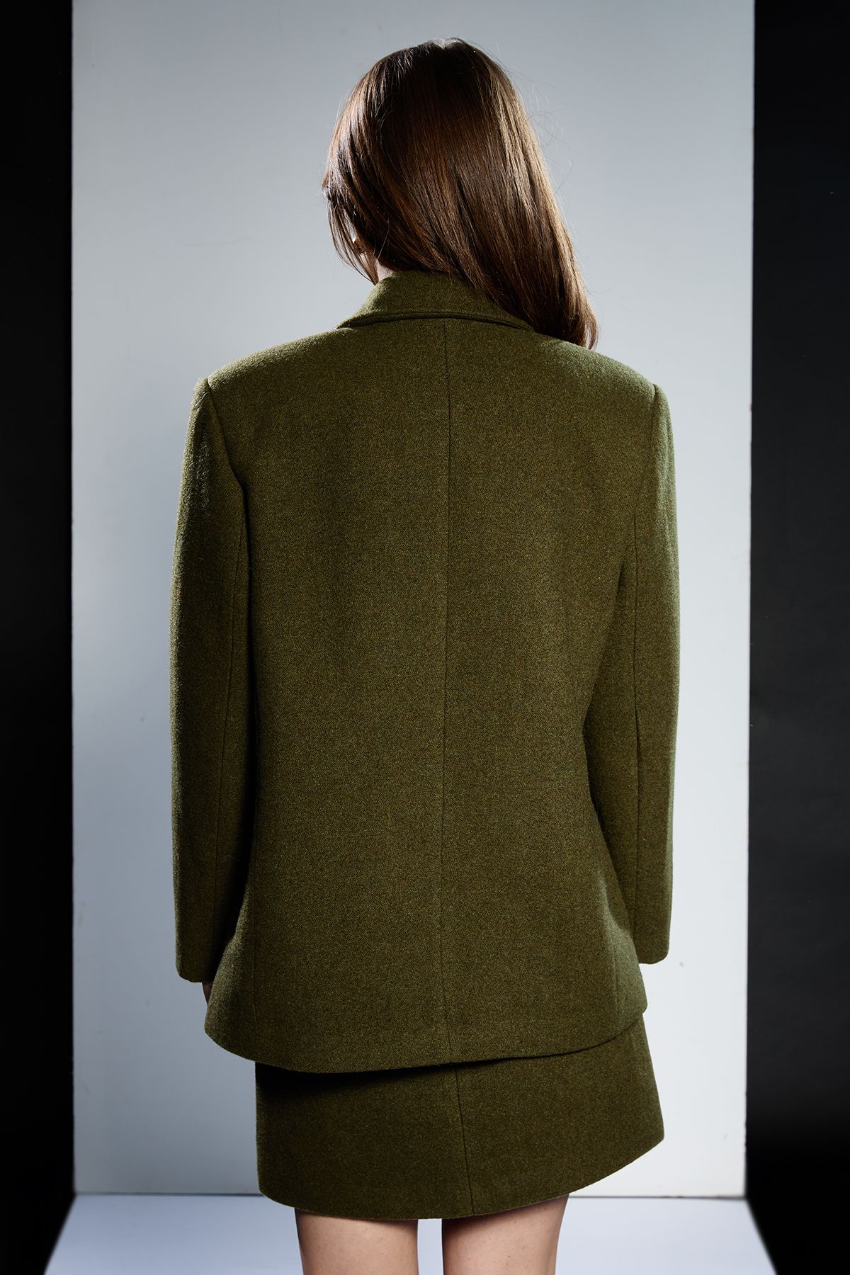 RUNWAY 1.8.1.8 Runway 1.8.1.8 Wool Mix Double Breasted Blazer Olive image 3