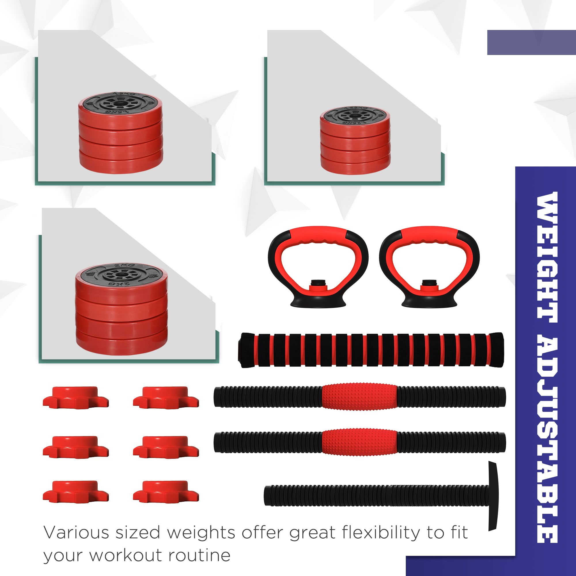 SPORTNOW Weight Dumbbells Set, Barbell, Kettlebell, Push Up Stand, 20kg image 6