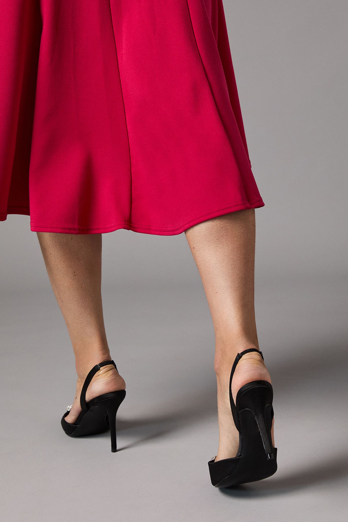 Coast Scarlett Satin Diamante Bow Brooch Slingback High Stiletto Heel Court Shoes Black image 3