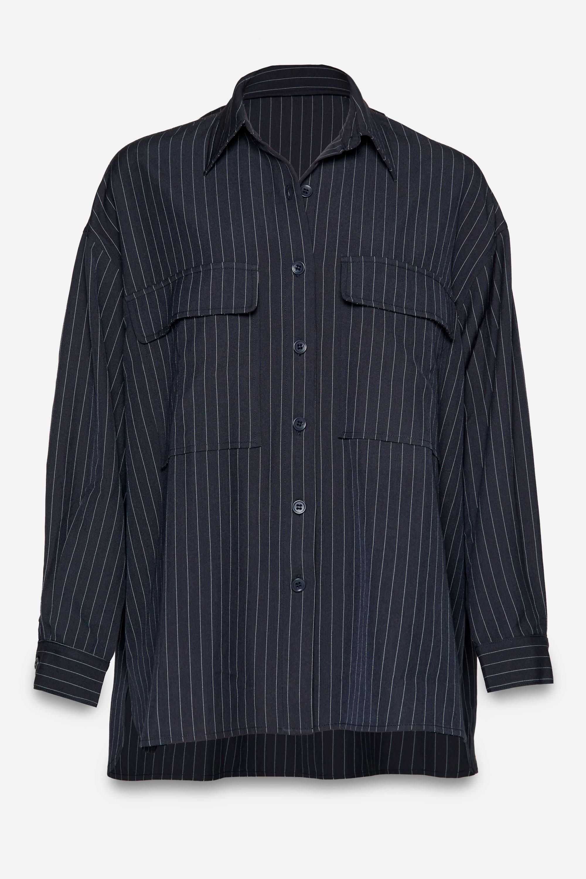 NastyGal PREMIUM PINSTRIPE TAILORED SHACKET Mono image 4