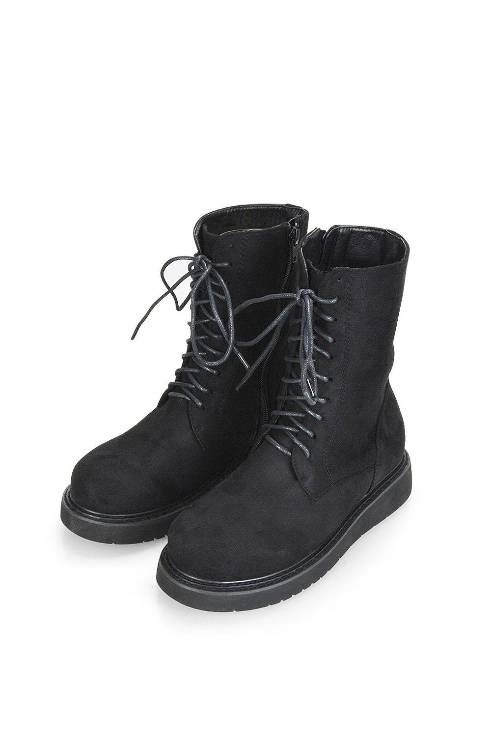 XY London 'Lizzo' Flat Chunky Sole Zip-Up Flatform Lace up Ankle Biker Boots image 5