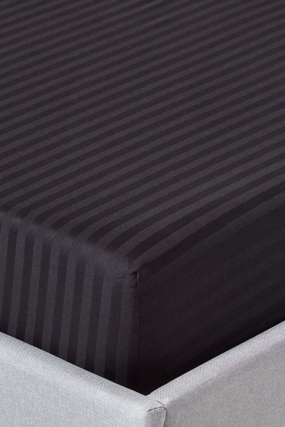 Homescapes Egyptian Cotton Satin Stripe Fitted Sheet 12 inch 330 Thread Count image 1