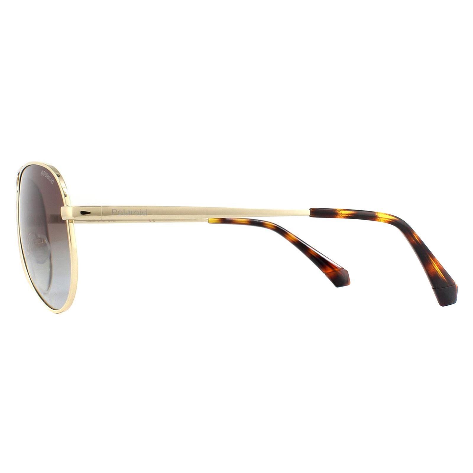 Polaroid Aviator Gold Brown Gradient Polarized Sunglasses image 3