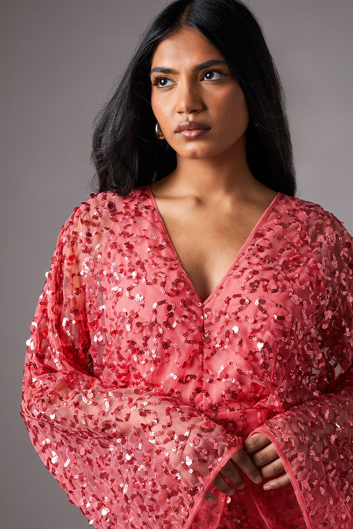 Coast Petite Sequin Batwing Jumpsuit Blush image 3