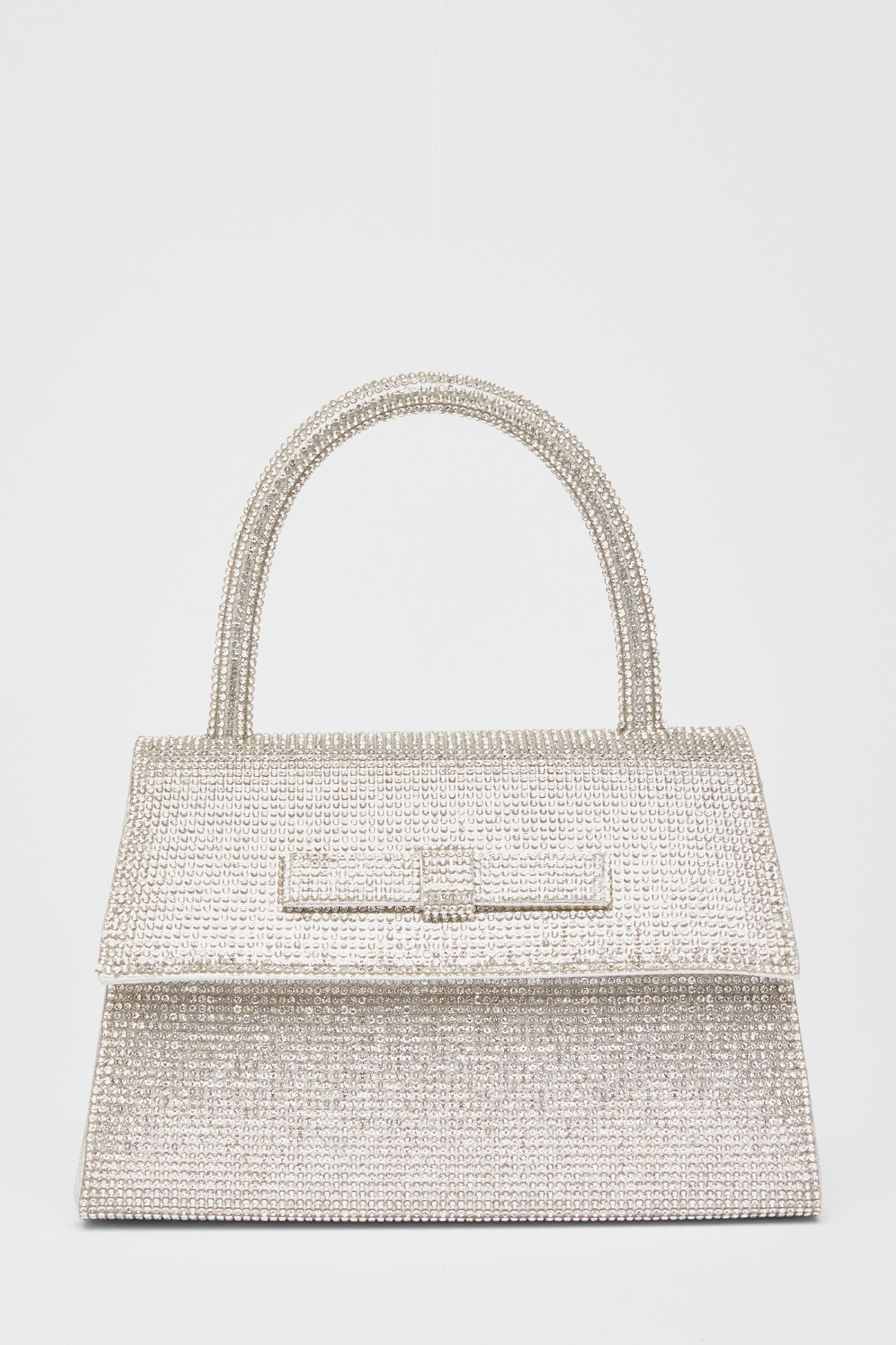 Quiz Silver Diamante Top Handle Bag image 3