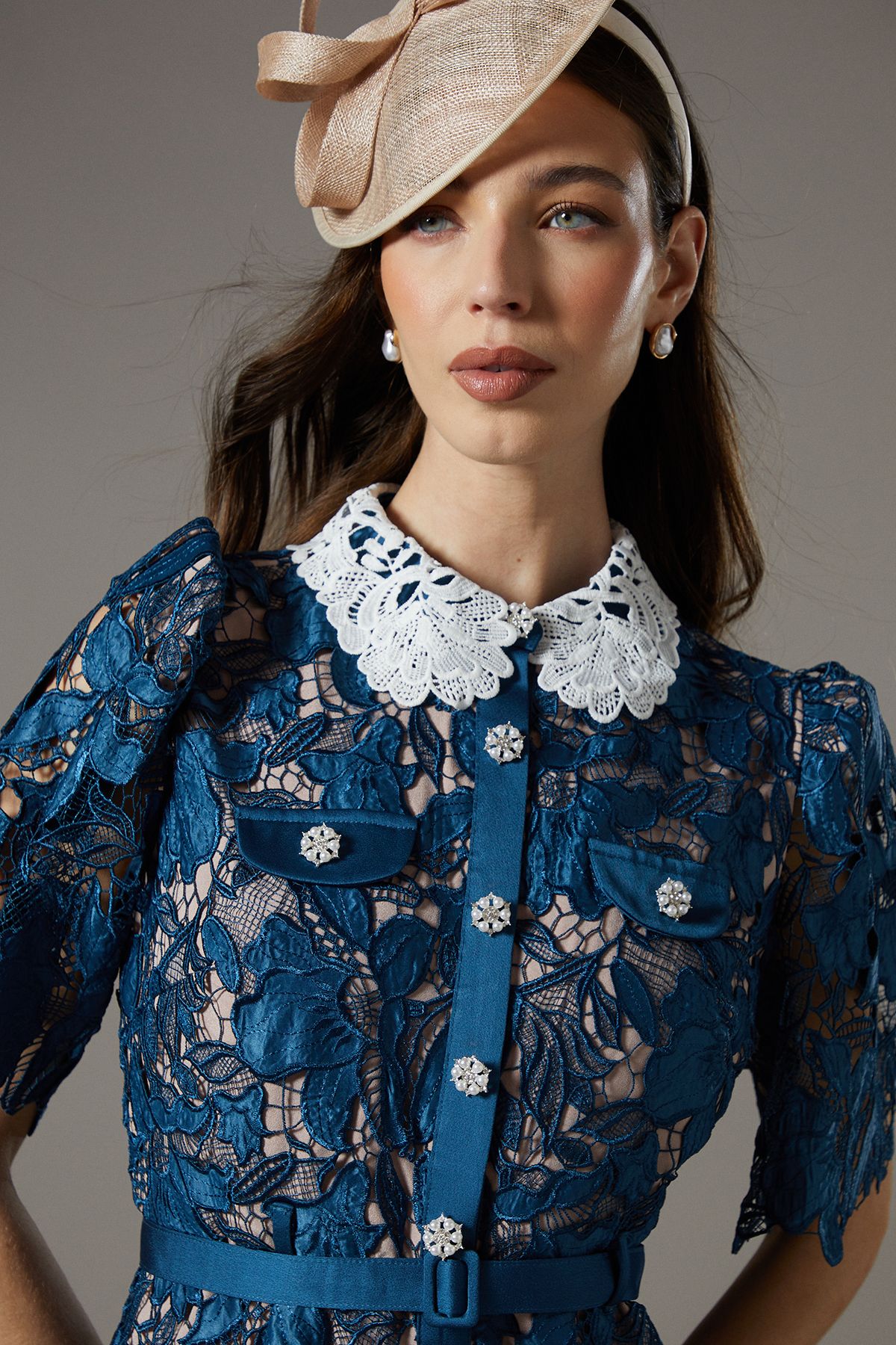 Coast Lace Shirt Dress Contrast Colour Slate Blue image 2