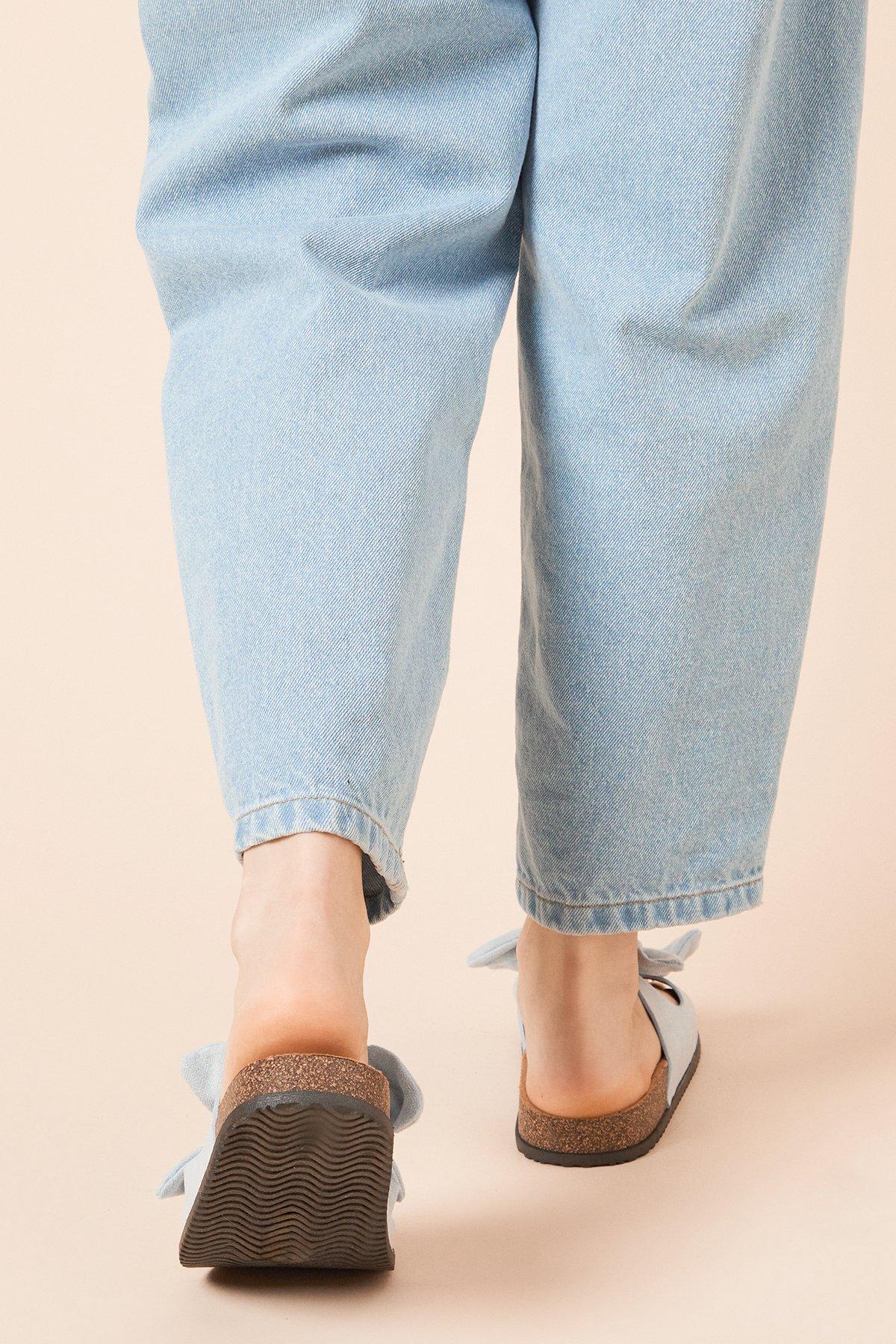 Dorothy Perkins Bryony Faux Suede Double Bow Footbed Sandals Blue image 4