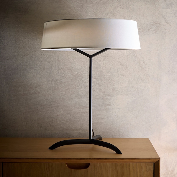 K LIVING Luna Black Floor Lamp, Table Lamp or Ceiling Pendant light with White Shades and Integrated LED