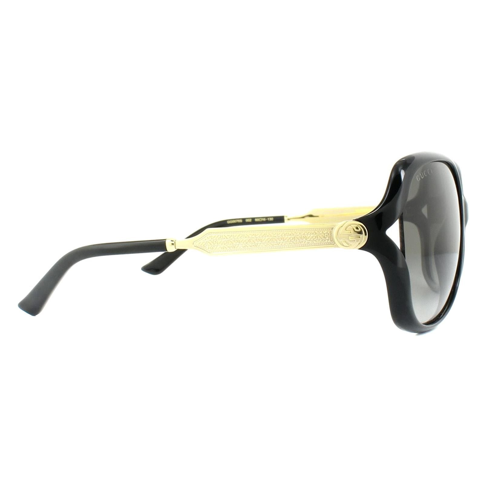 Gucci Fashion Black Gold Grey Gradient Sunglasses image 4