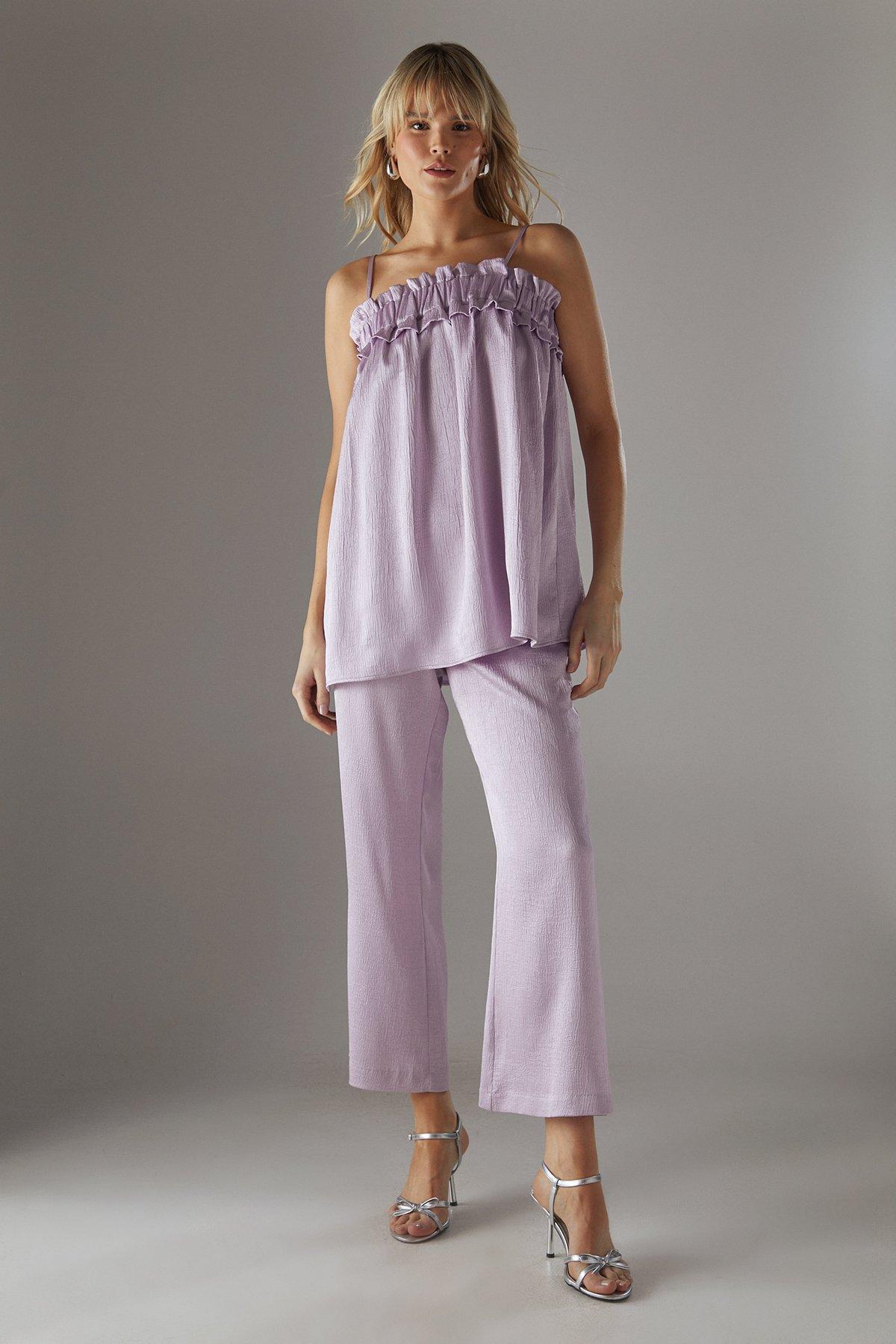 Warehouse Crushed Satin Strappy Bandeau Top Lilac image 3