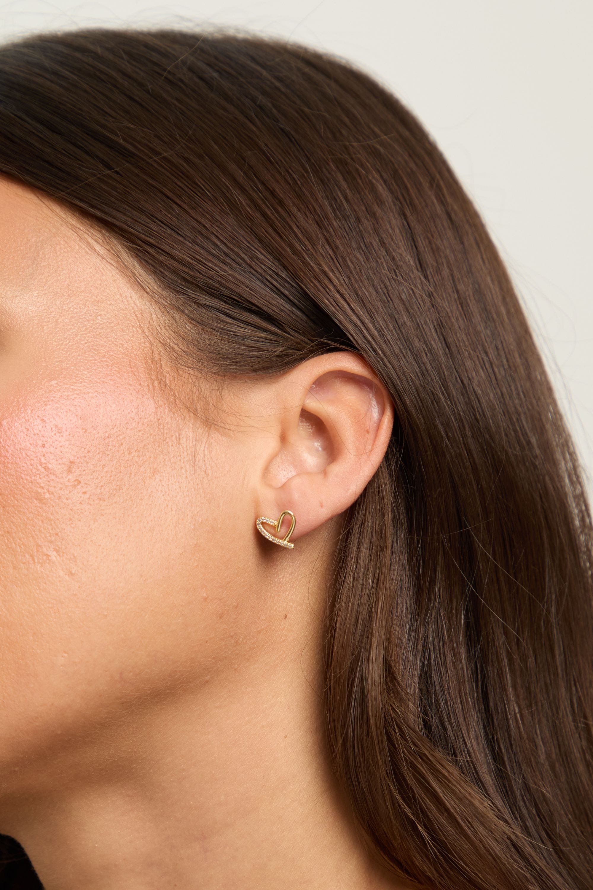 Jon Richard 14K Gold Plated Crystal and Polished Heart Studs image 2