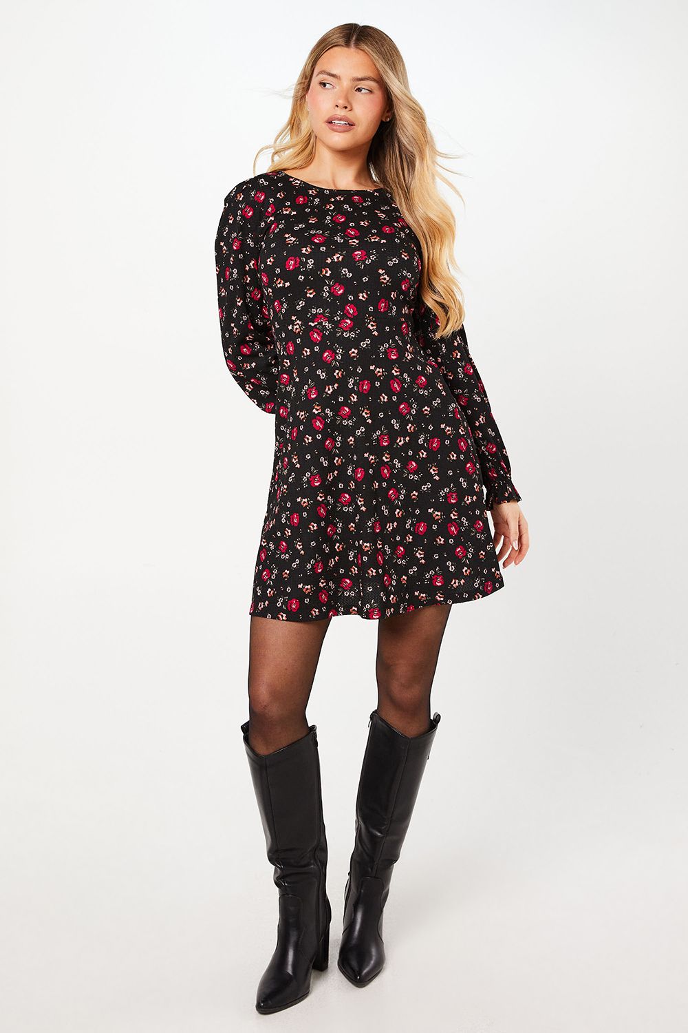 Dorothy Perkins Pink Ditsy Long Sleeve Mini Dress Floral image 4
