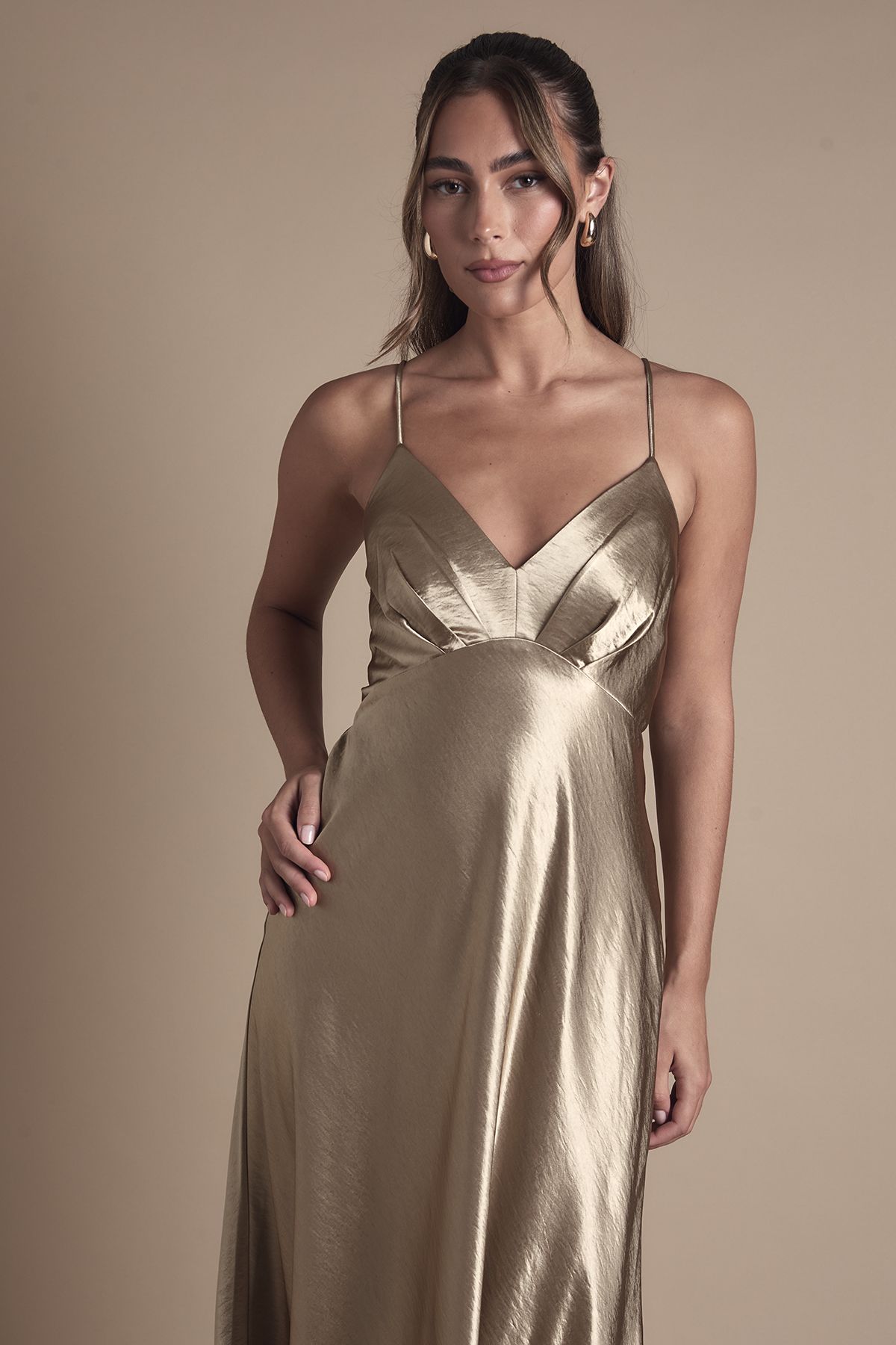 Coast Satin Tie Back Detail Maxi Bridesmaid Dress Metallic Gold image 3