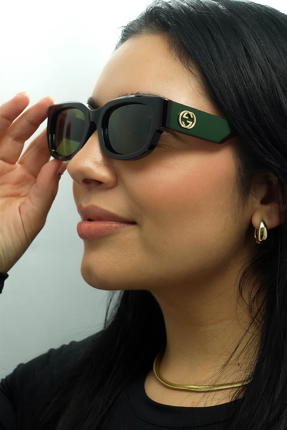 Gucci Square Havana with Green and Red Green GG1667SK image 6