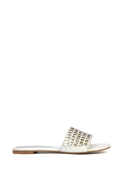 XY London 'Abbie' Mesh Strappy Diamante Slip On Flat Sandals Sliders