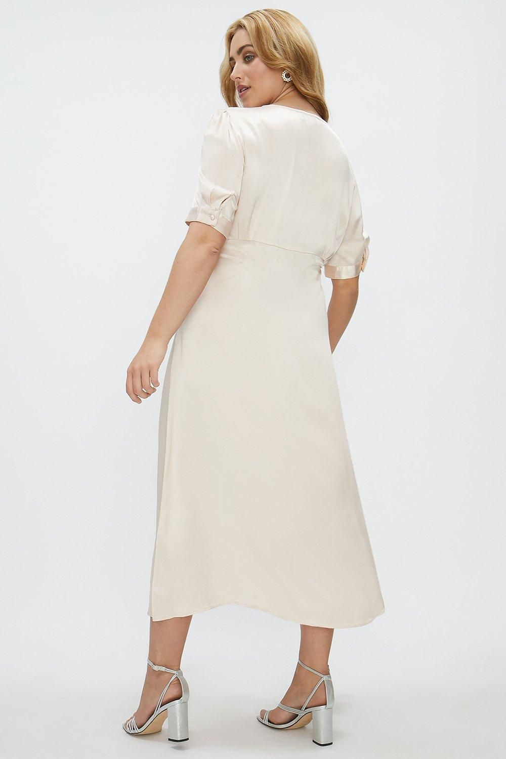 Coast Plus Size Button Up Satin Maxi Dress Champagne image 3