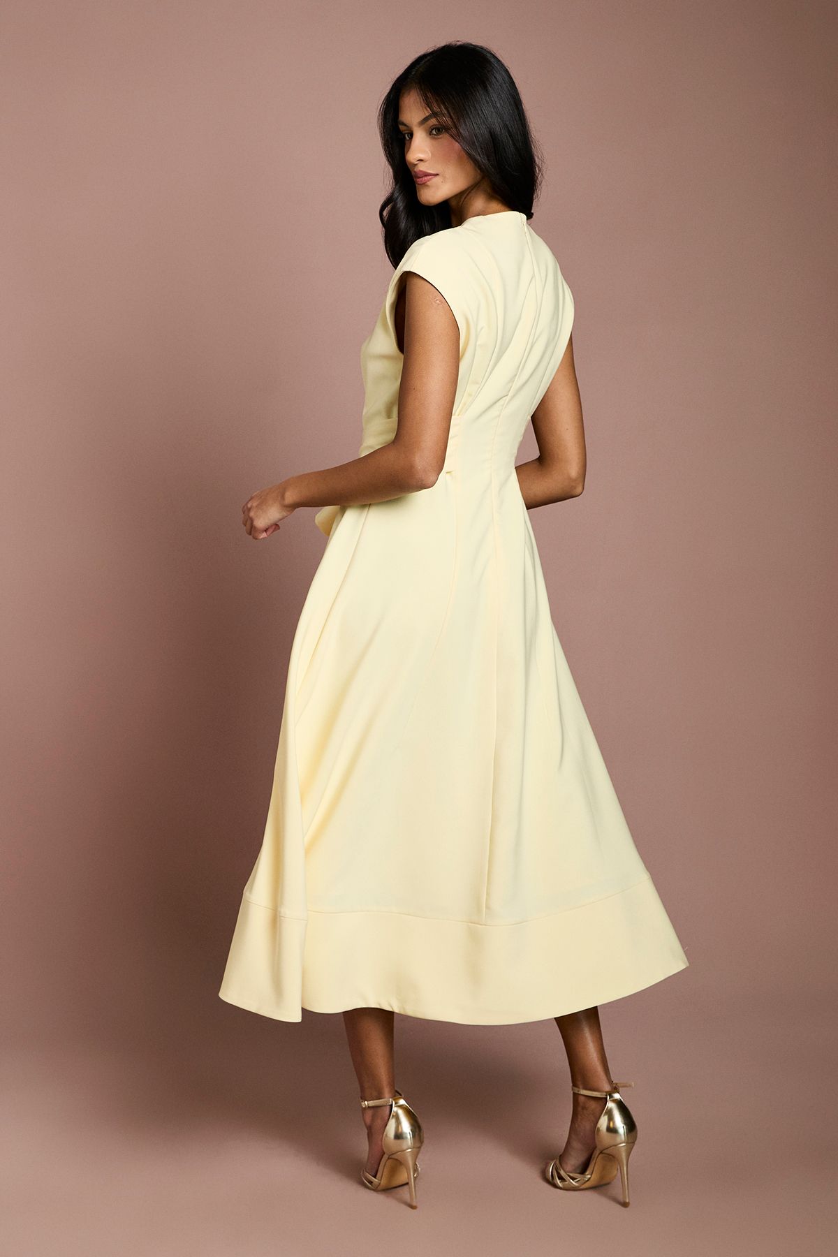 Coast Petite Belted Crepe Dress Lemon image 3