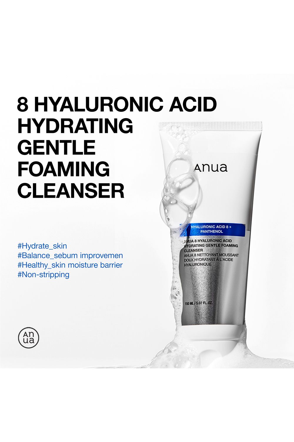 Anua 8 Hyaluronic Acid Hydrating Gentle Foaming Cleanser 150ml Multi image 2