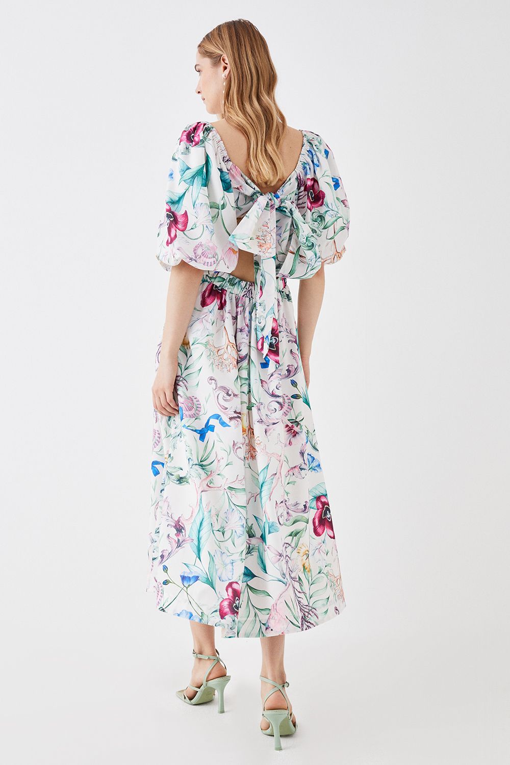 Coast The Collector Pleat Bust Midi Cotton Dress White image 5