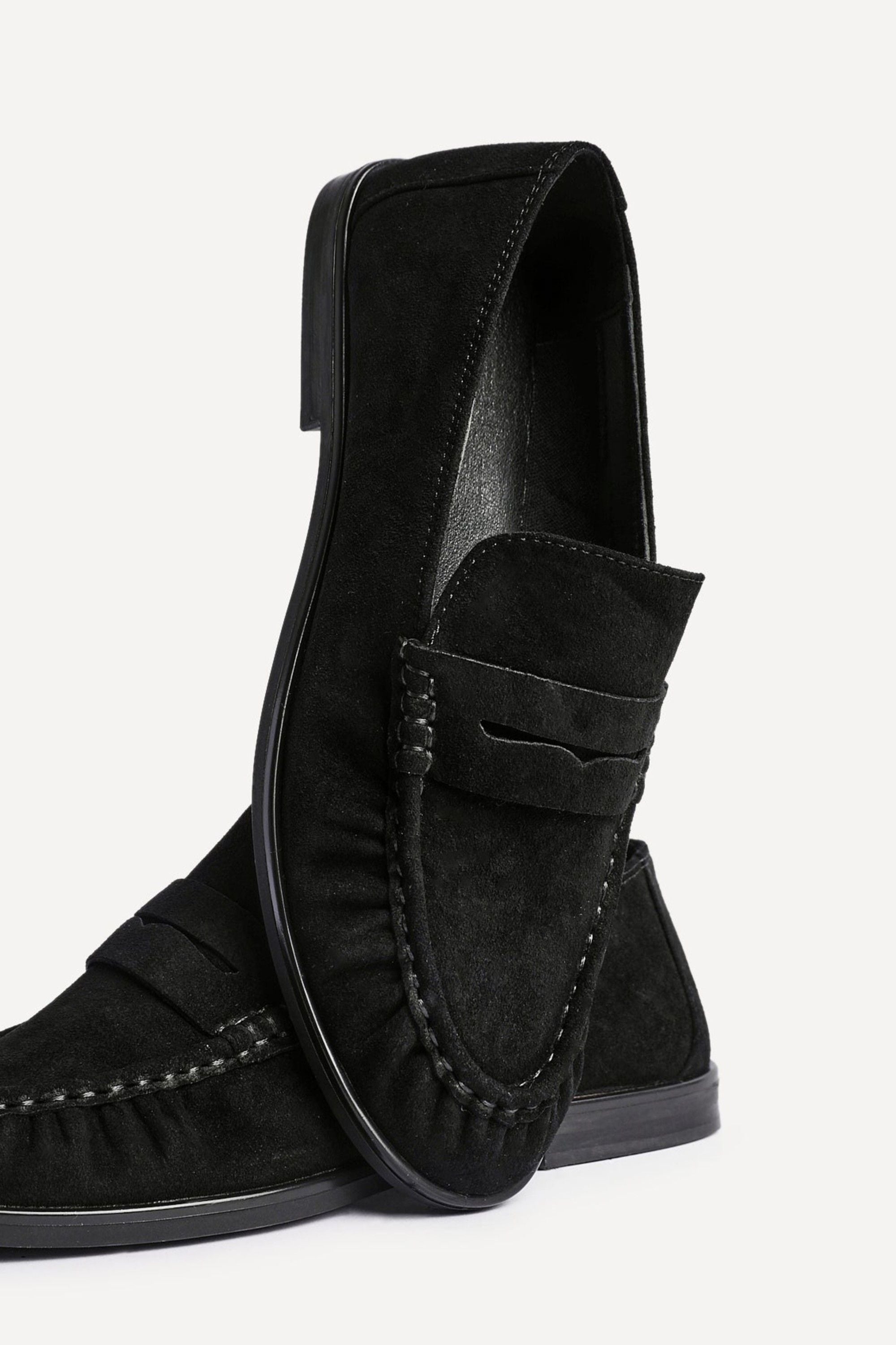 Linzi Belmont Black Suede Leather Ruched Loafer image 5