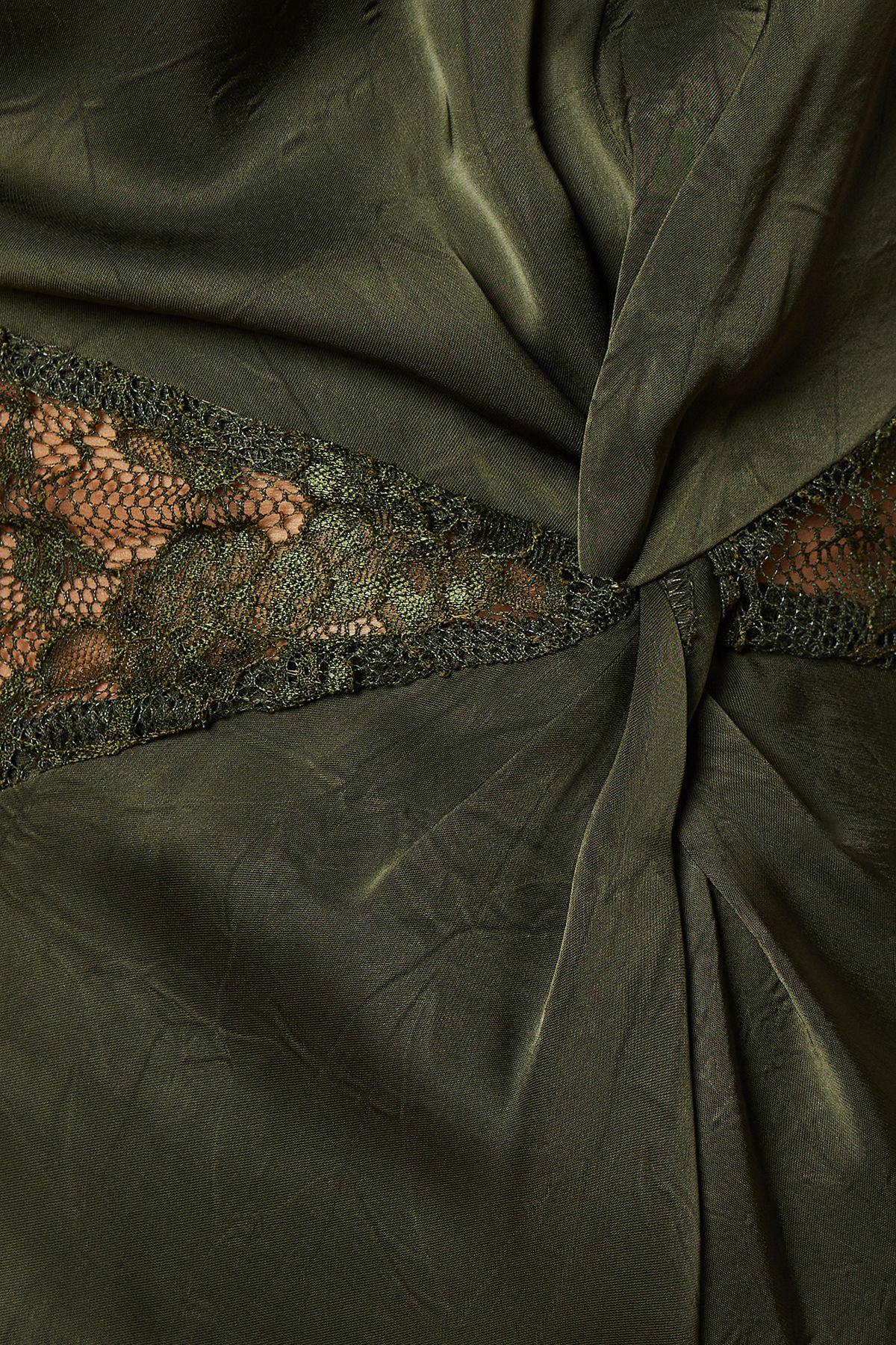 Oasis Petite Lace Insert Satin Midi Dress Khaki image 5