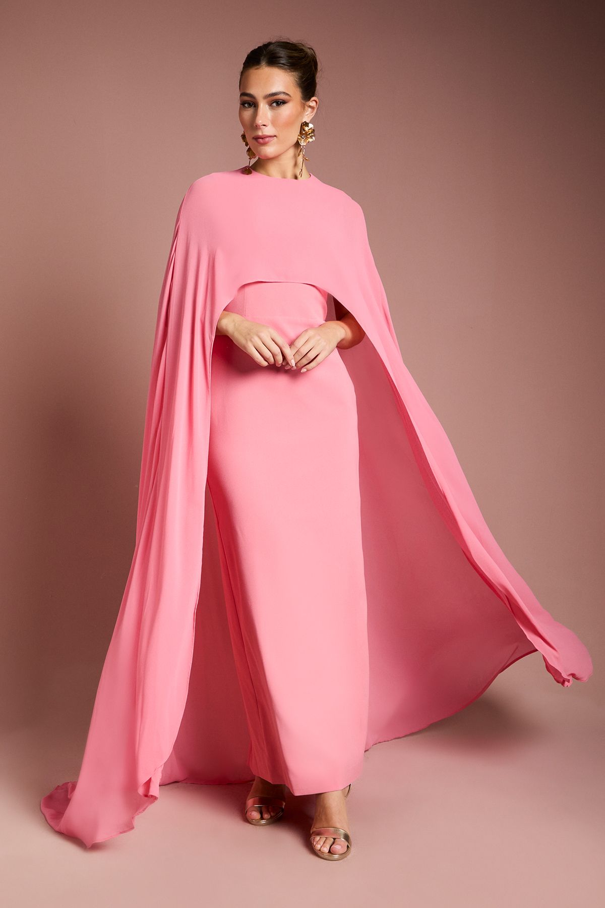Coast Cape Sleeve Maxi Dress Rose image 1
