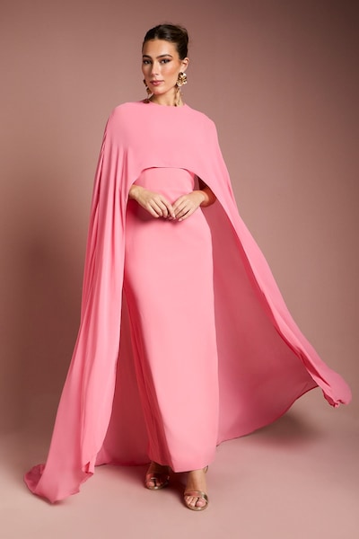Coast Cape Sleeve Maxi Dress Rose