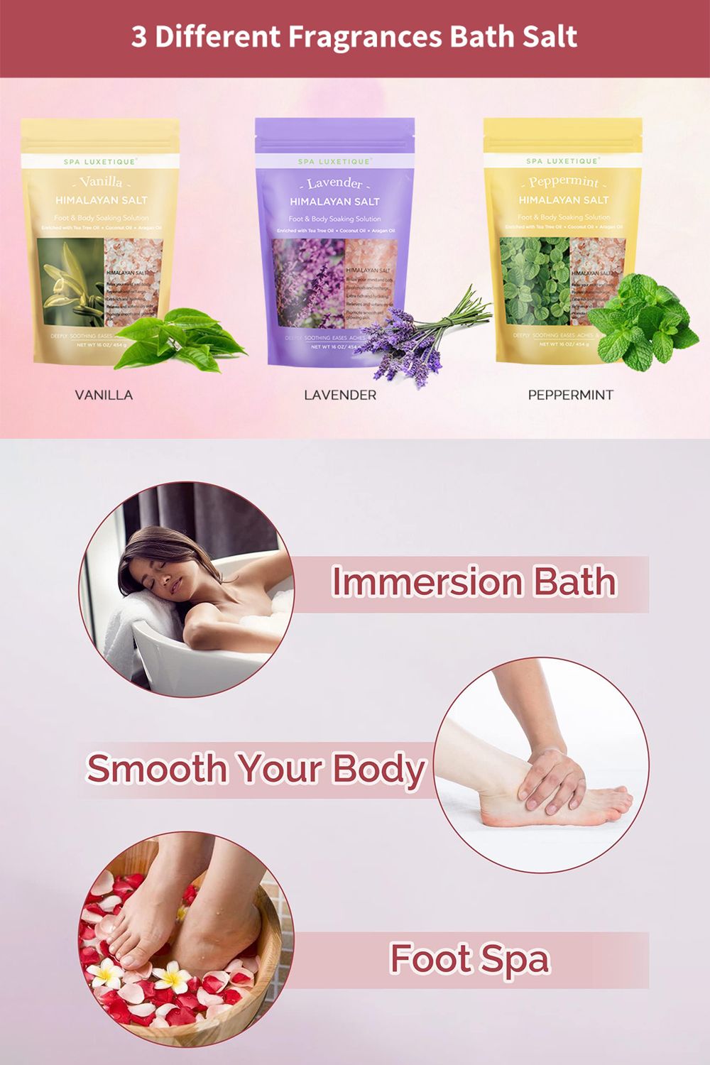 Living and Home 3x454g Bath Salts Gift Sets with Extra Lavender Essential Oil image 3