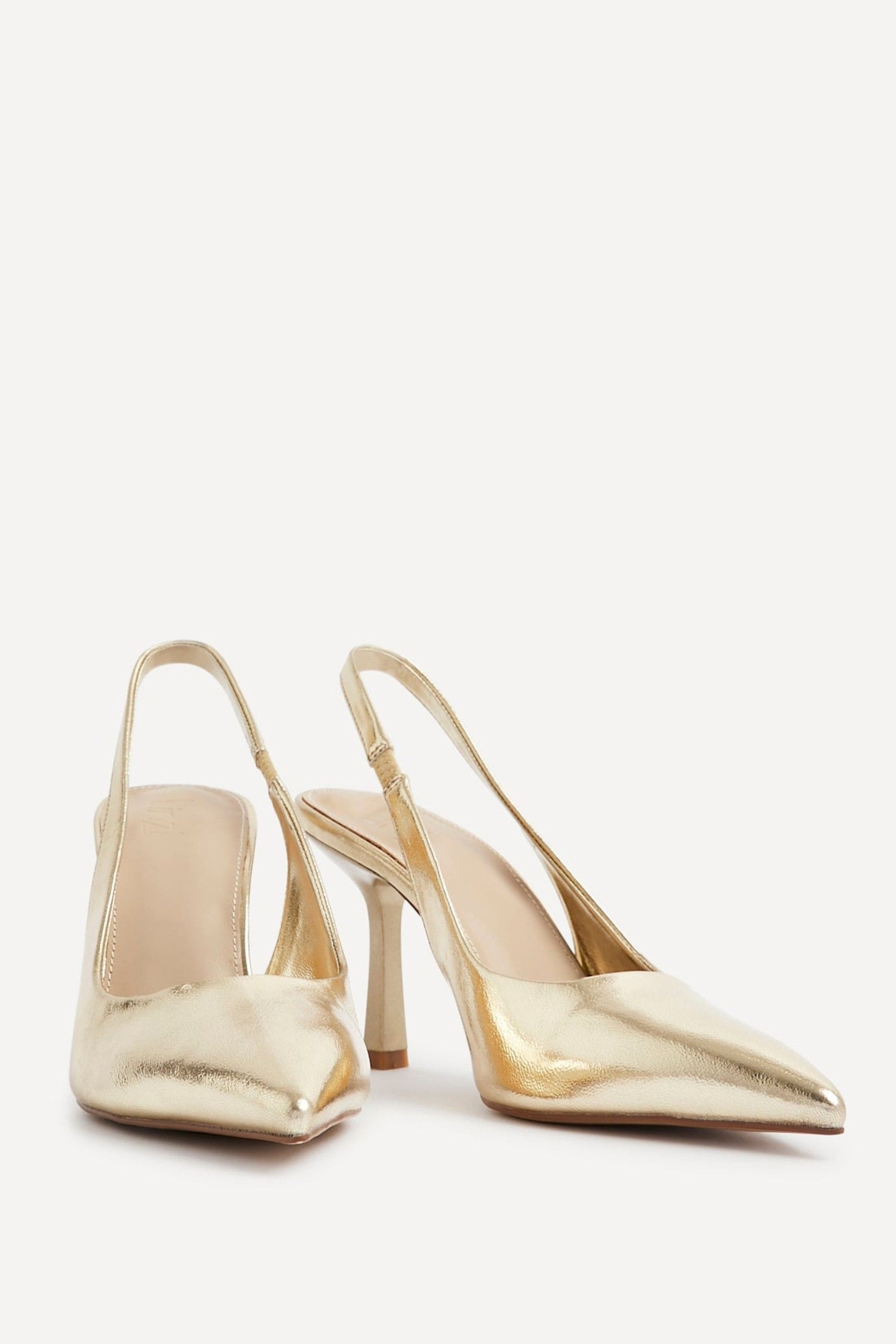 Linzi Dash Gold Faux Leather Court Heels image 3