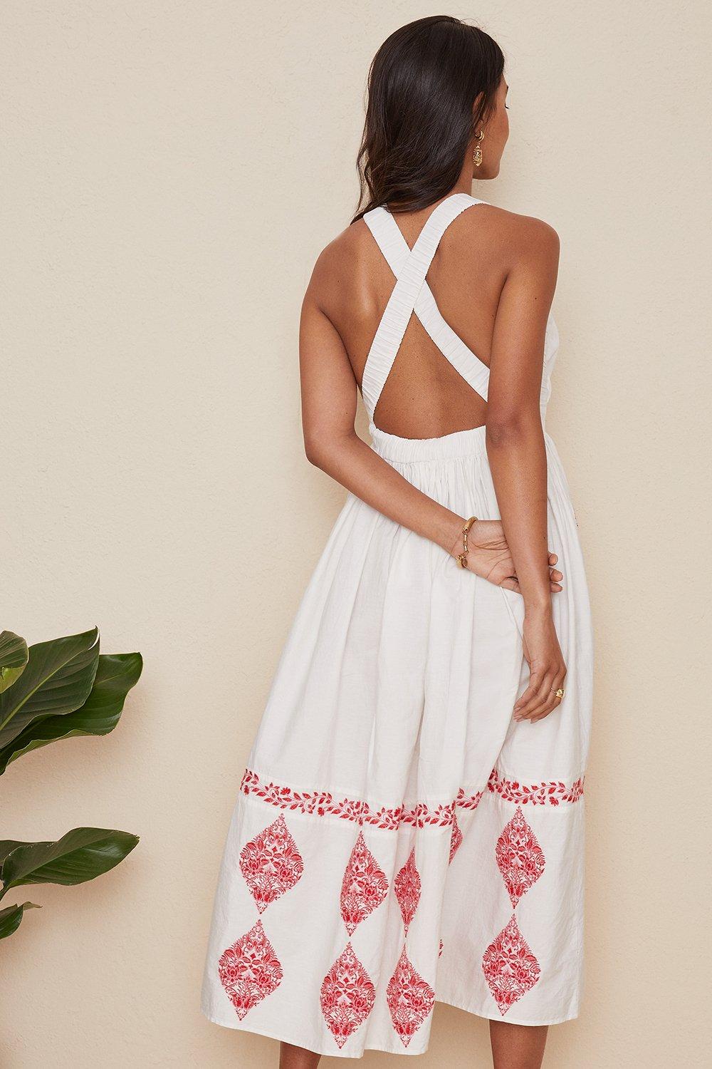 Oasis Cross Over Embroidered Maxi Dress White image 3