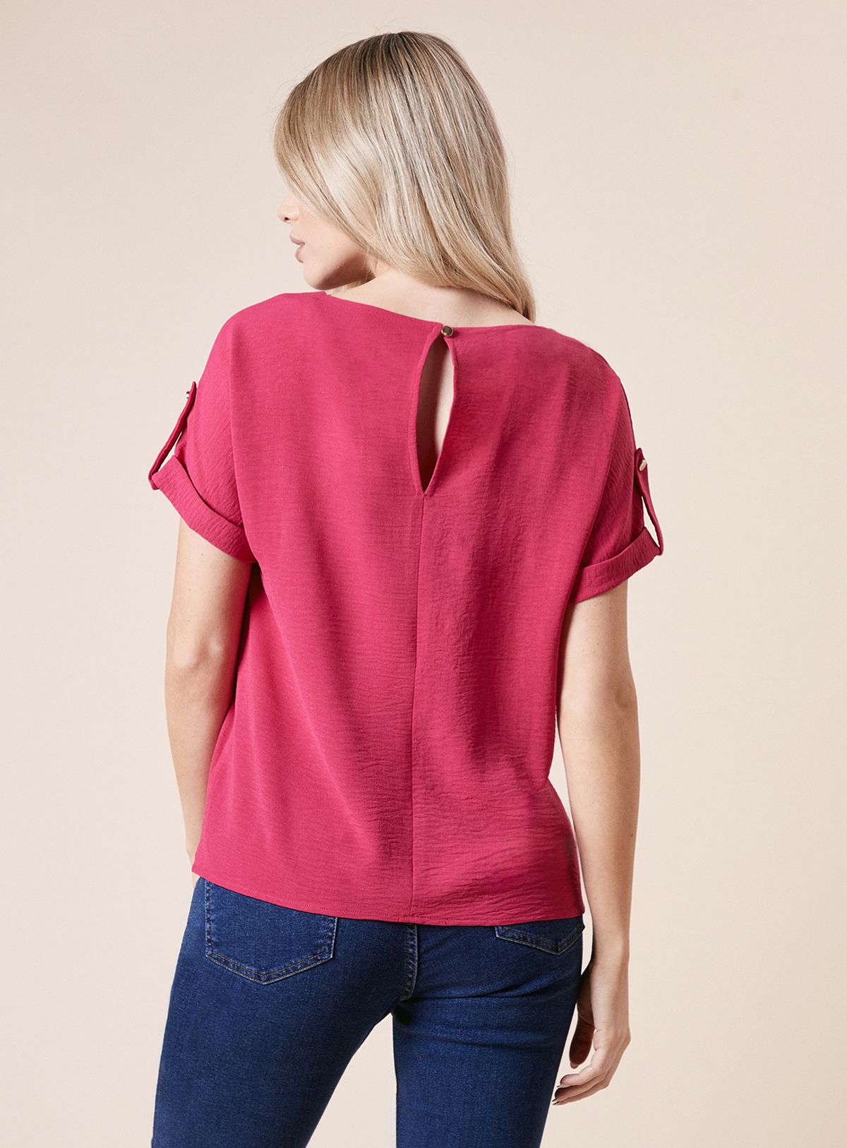 Dorothy Perkins Roll Sleeve Blouse Hot Pink image 3