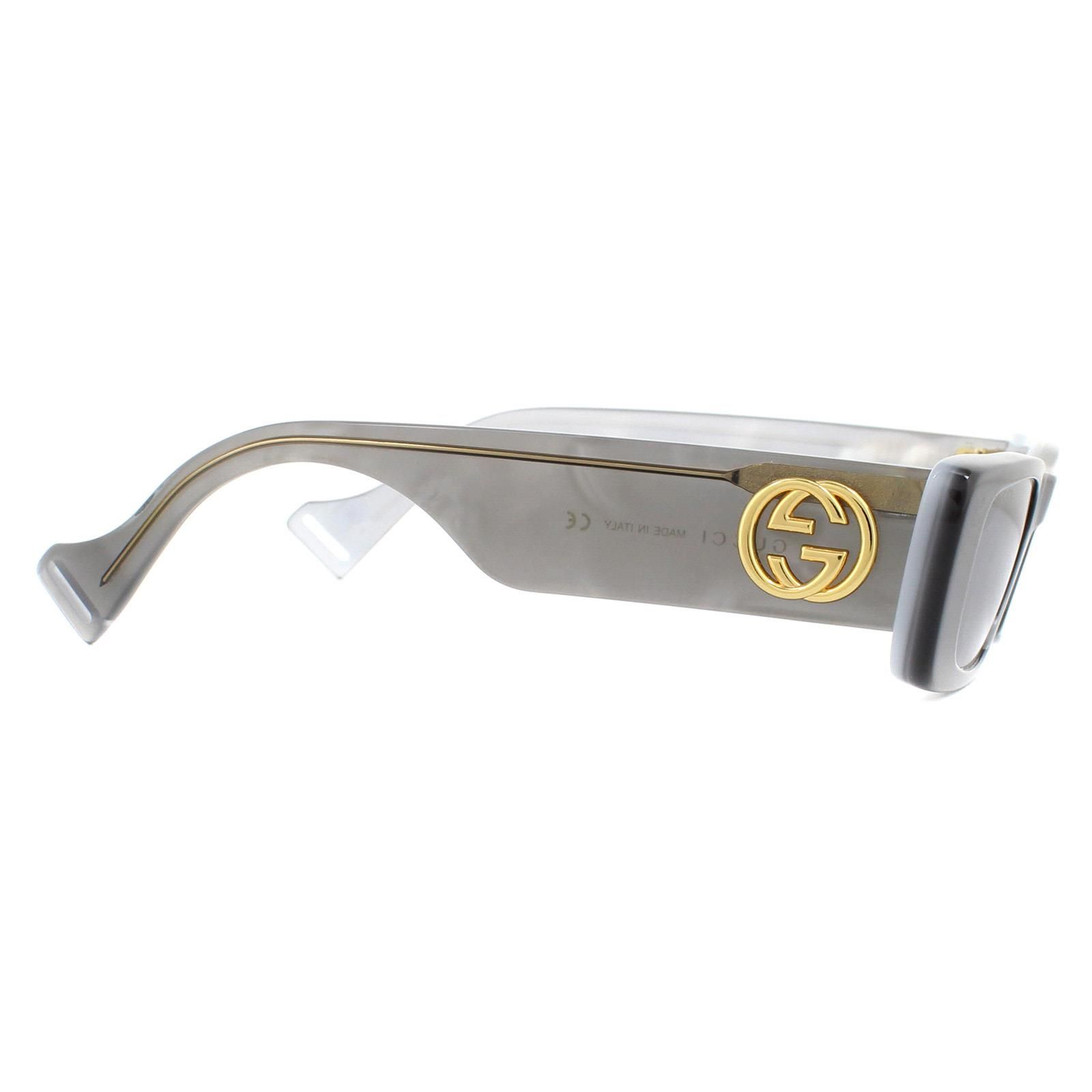 Gucci Rectangle Grey Silver Sunglasses image 4