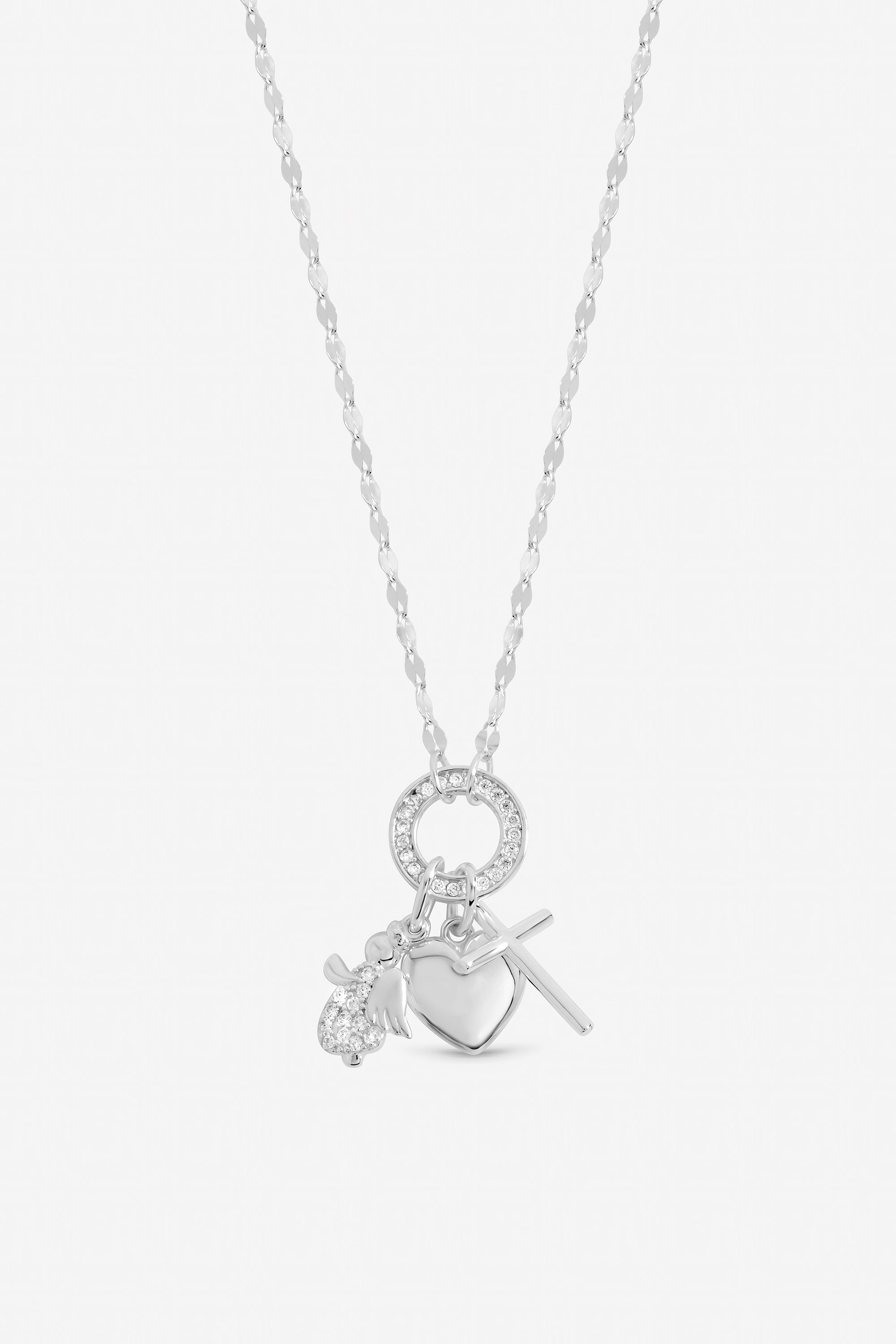 Inicio Sterling Silver Plated Christening Charm Necklace - Gift Pouch image 1