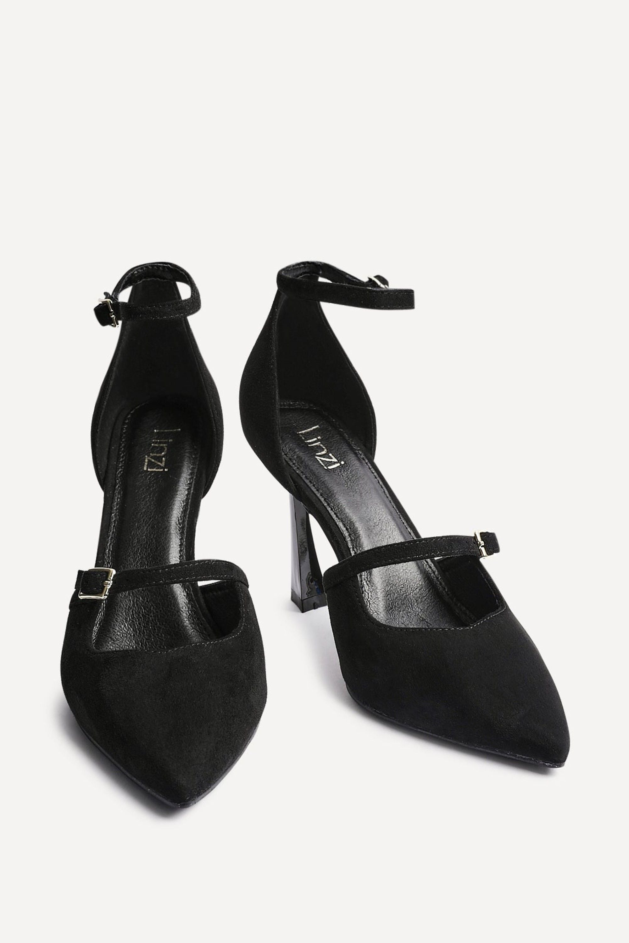 Linzi Larah Black Faux Suede Court Heel image 4