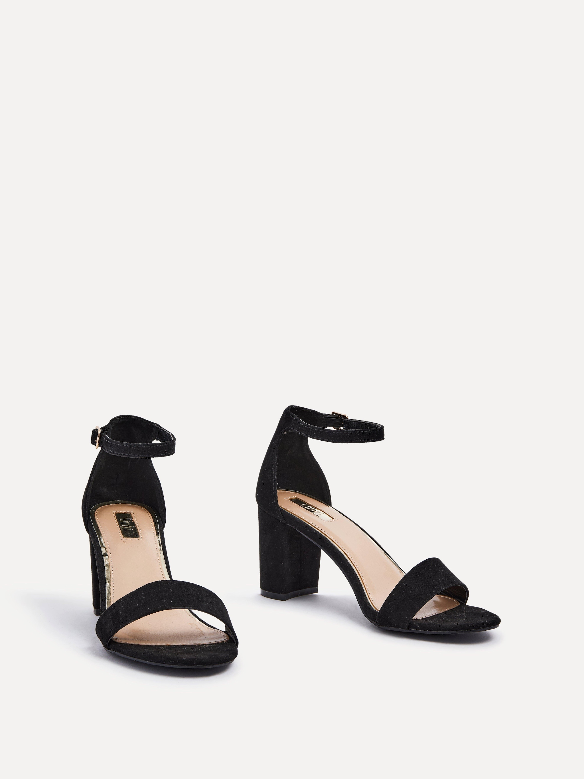 Linzi Frankie Black Faux Suede Barely There Closed Back Block Heeled Sandal image 3