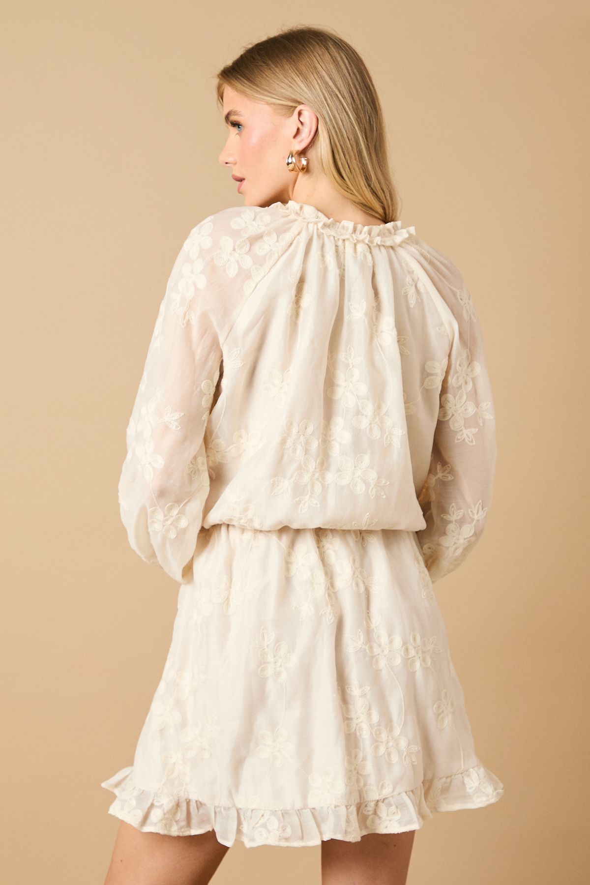 Oasis Button Up Floral Mini Dress Cream image 3