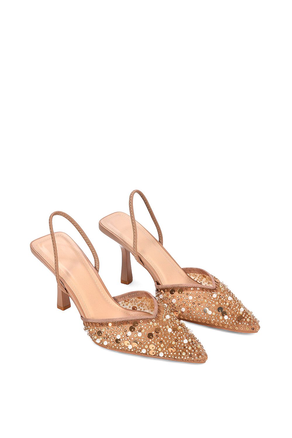 XY London 'Gaynor' Stiletto Heel Slingback Sequin Court Shoes image 5