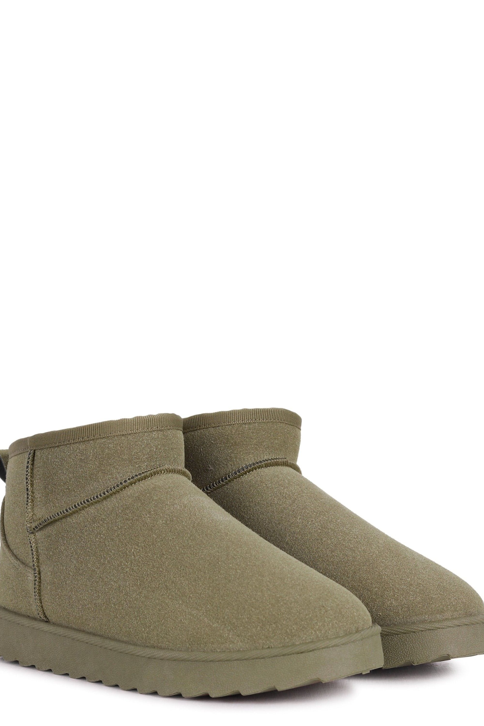 Linzi Ultra Mini Addy Khaki Faux Suede Faux Fur Lined Ultra Mini Ankle Boot image 3