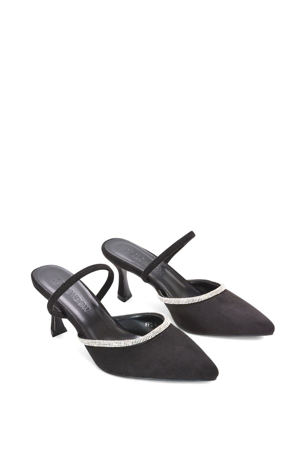 XY London 'Carlene' Diamante Trim Pointed Toe Mid Stiletto Heel Court Heels image 3