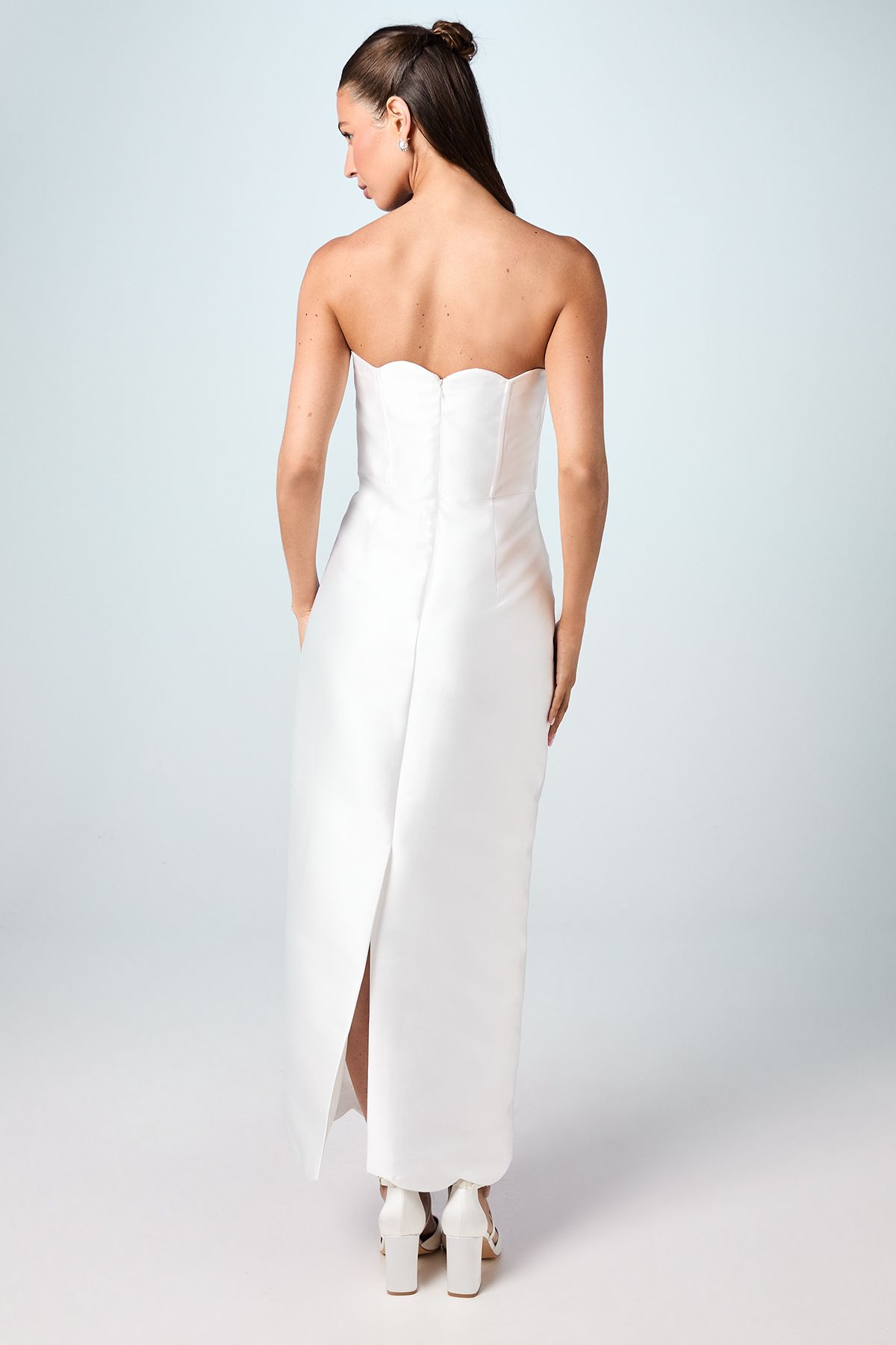 Coast Scallop Detail Twill Column Wedding Dress Ivory image 3