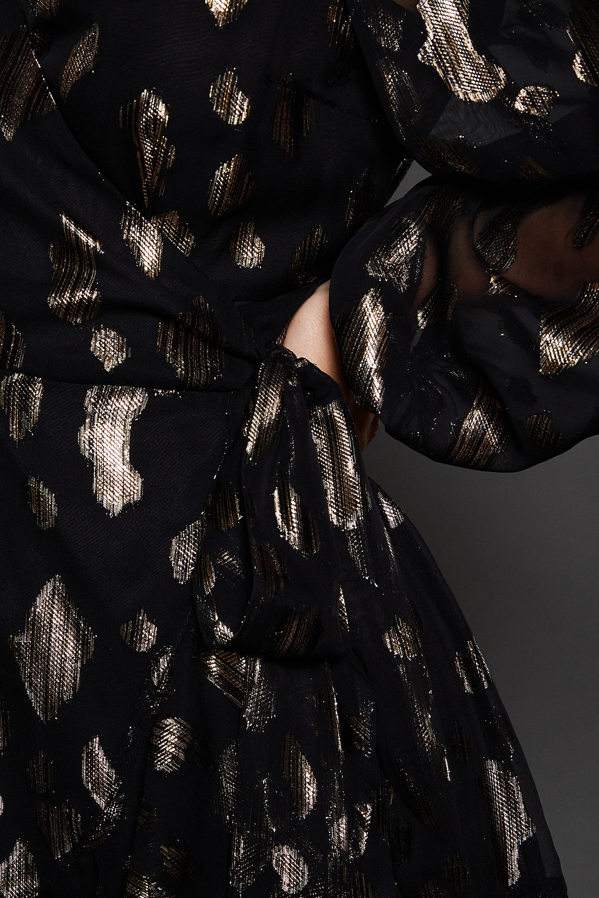 Dorothy Perkins Petite Jacquard Ruffle Long Sleeve Mini Dress Black image 5