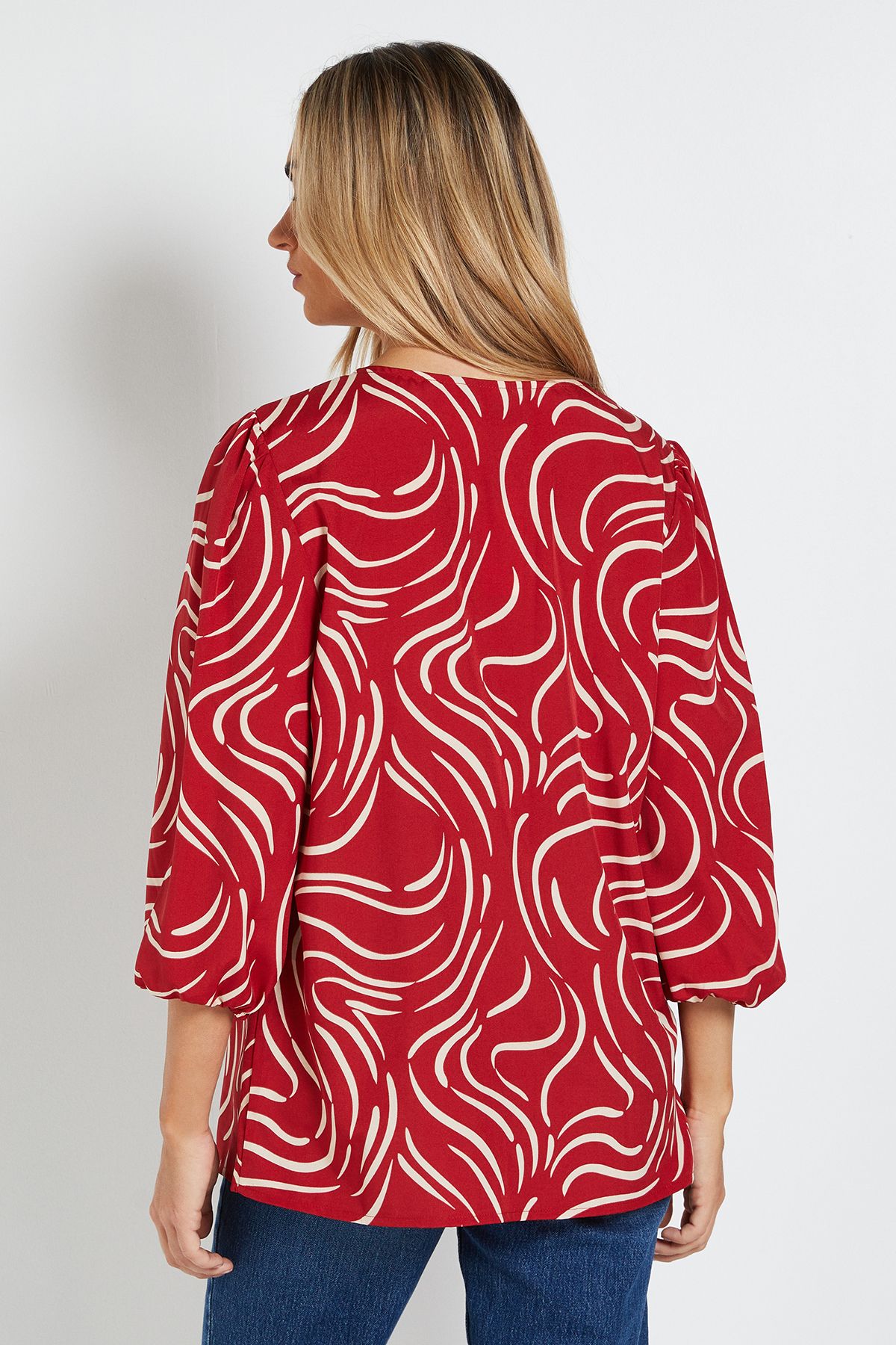 Dorothy Perkins Long Sleeve Swirl Chain Detail Blouse Red image 3