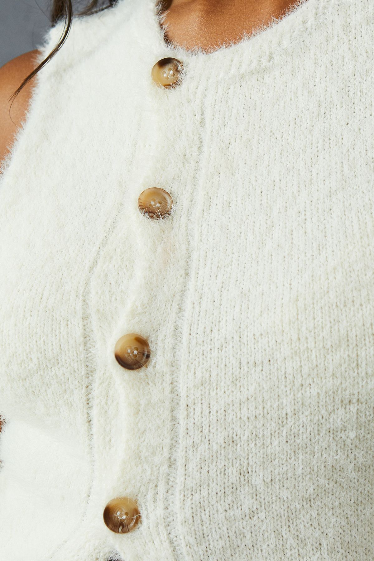 MissPap Eyelash Knit Sleeveless Top Cream image 5