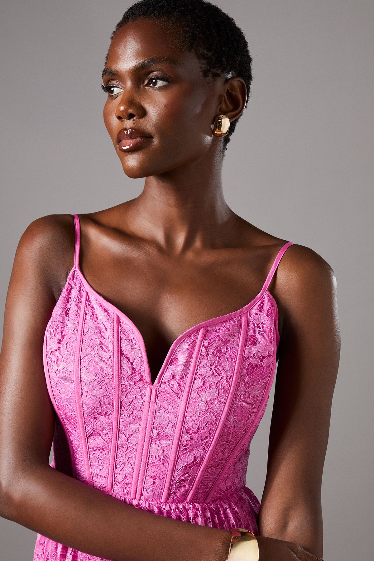 Coast Lace Pleated Maxi Dress Pink image 4