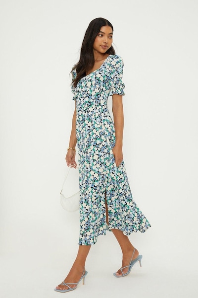 Dorothy Perkins Floral Sweetheart Neckline Midi Dress Multi