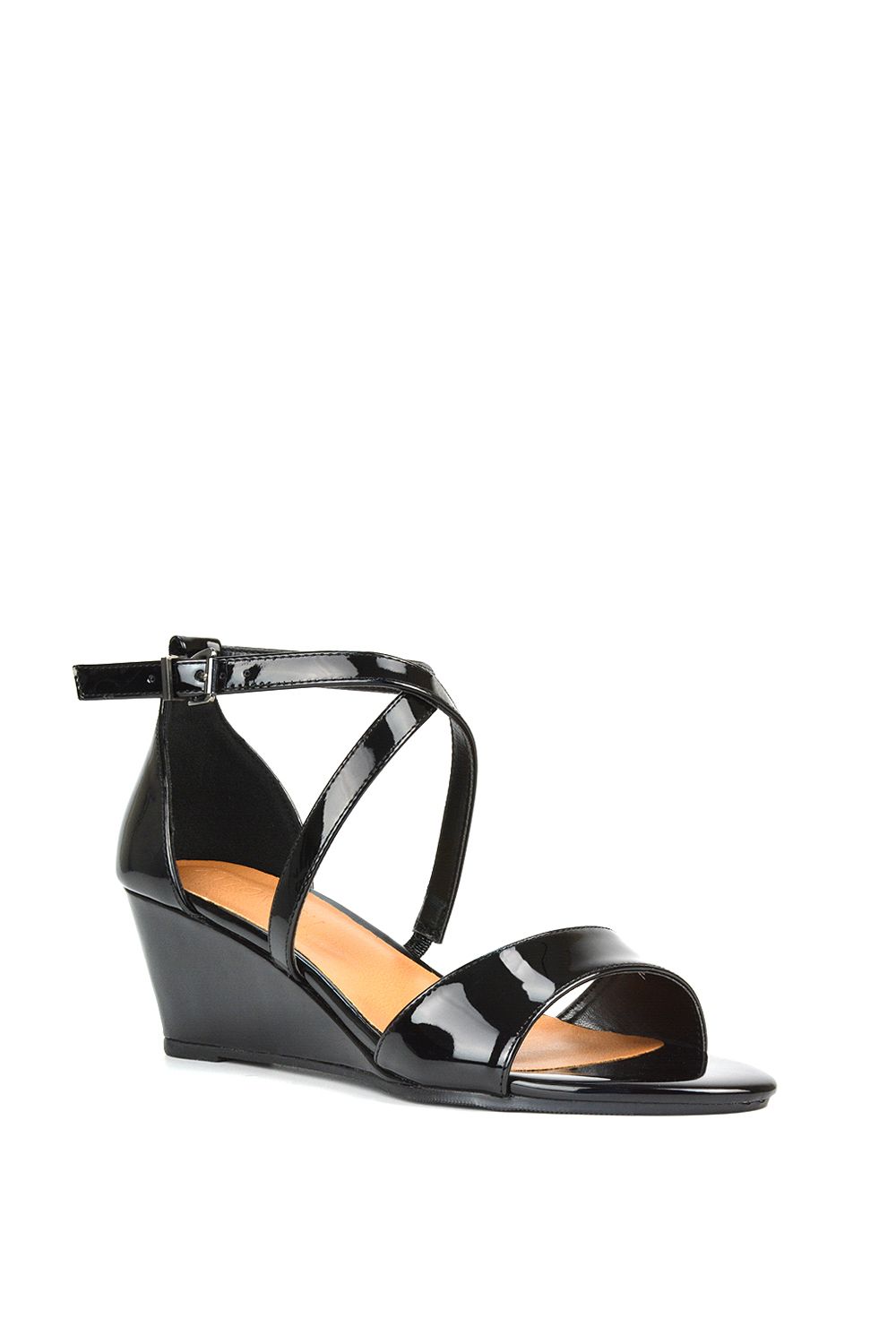 XY London 'Kylie' Strappy Mid Wedge Heel Shoes With Ankle Strap image 2