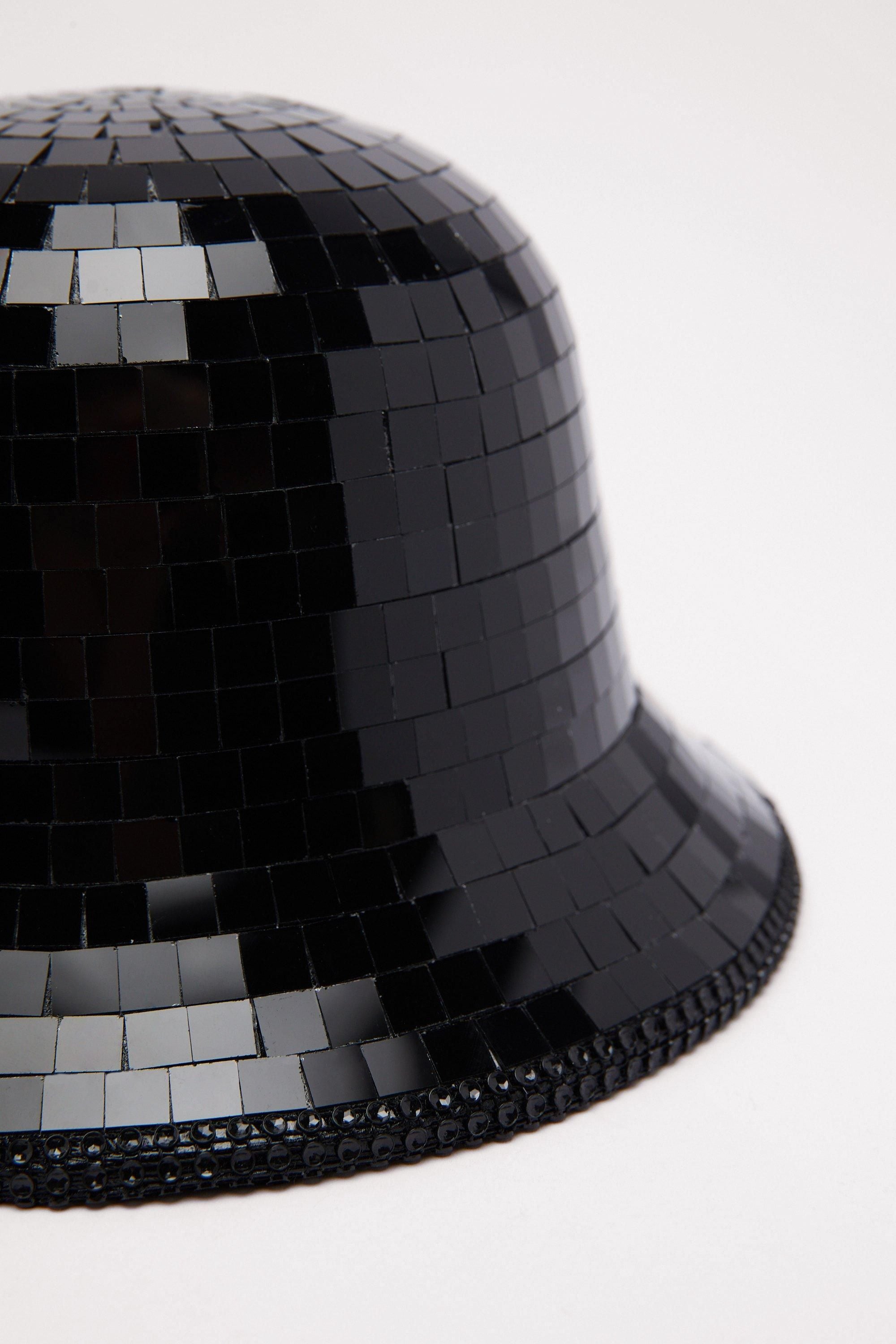 NastyGal Mirror Embellished Bucket Hat Black image 4