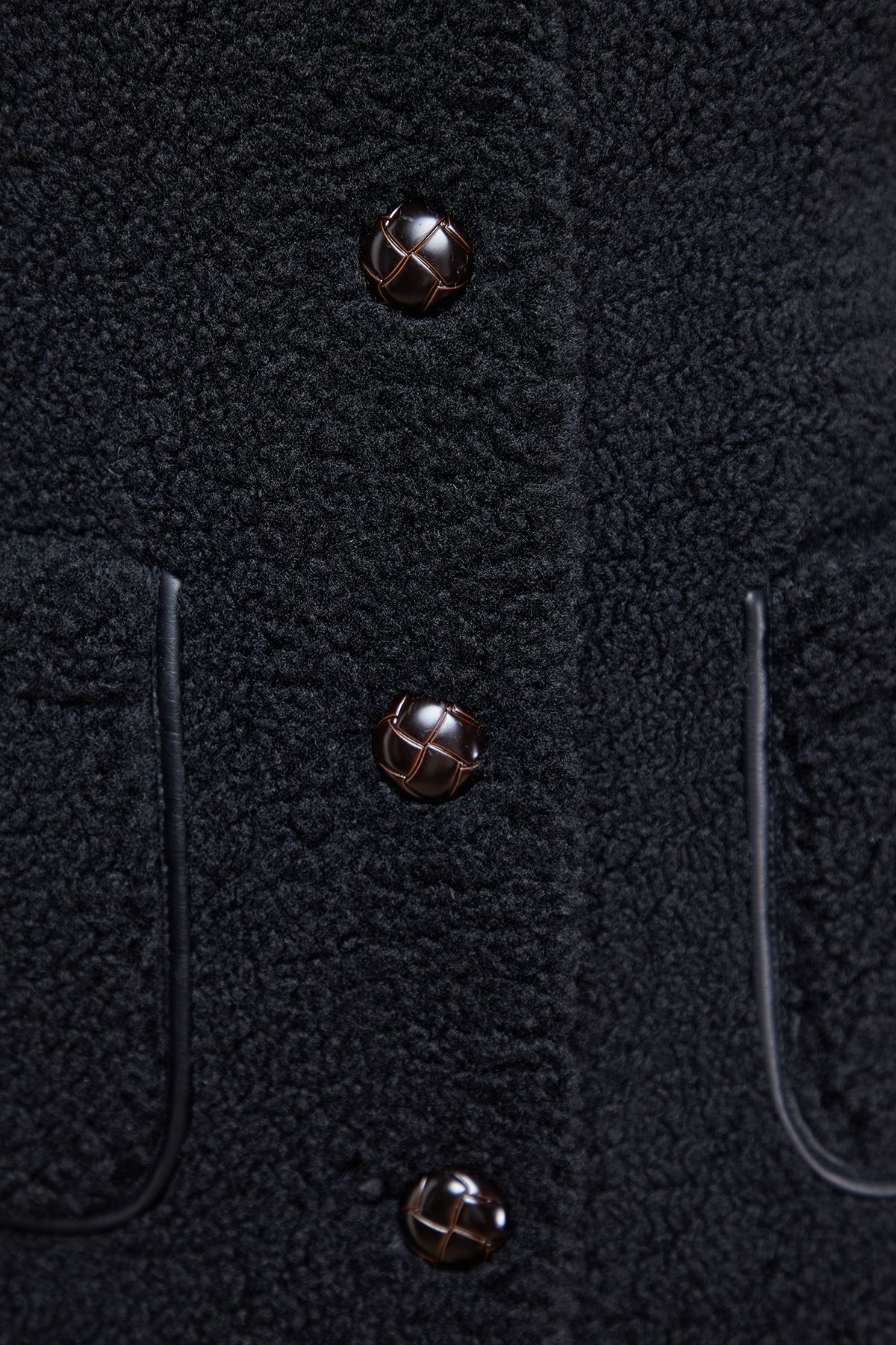 Oasis Teddy Shearling Button Through Short Jacket Black image 5