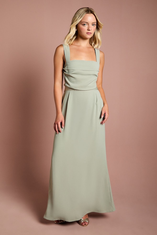 Coast Teen Strappy Pleat Detail Bridesmaid Dress Sage