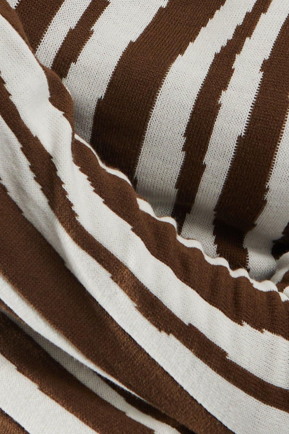 MissPap Knitted Printed Flute Sleeve Midaxi Dress Chocolate image 5